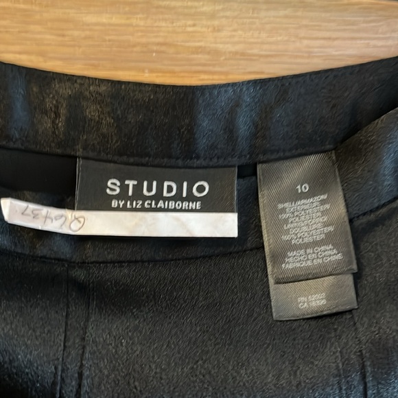 Pretty Satin Pleated Skirt - Studio One by Liz Claiborne - Black - 10 - Picture 4 of 8